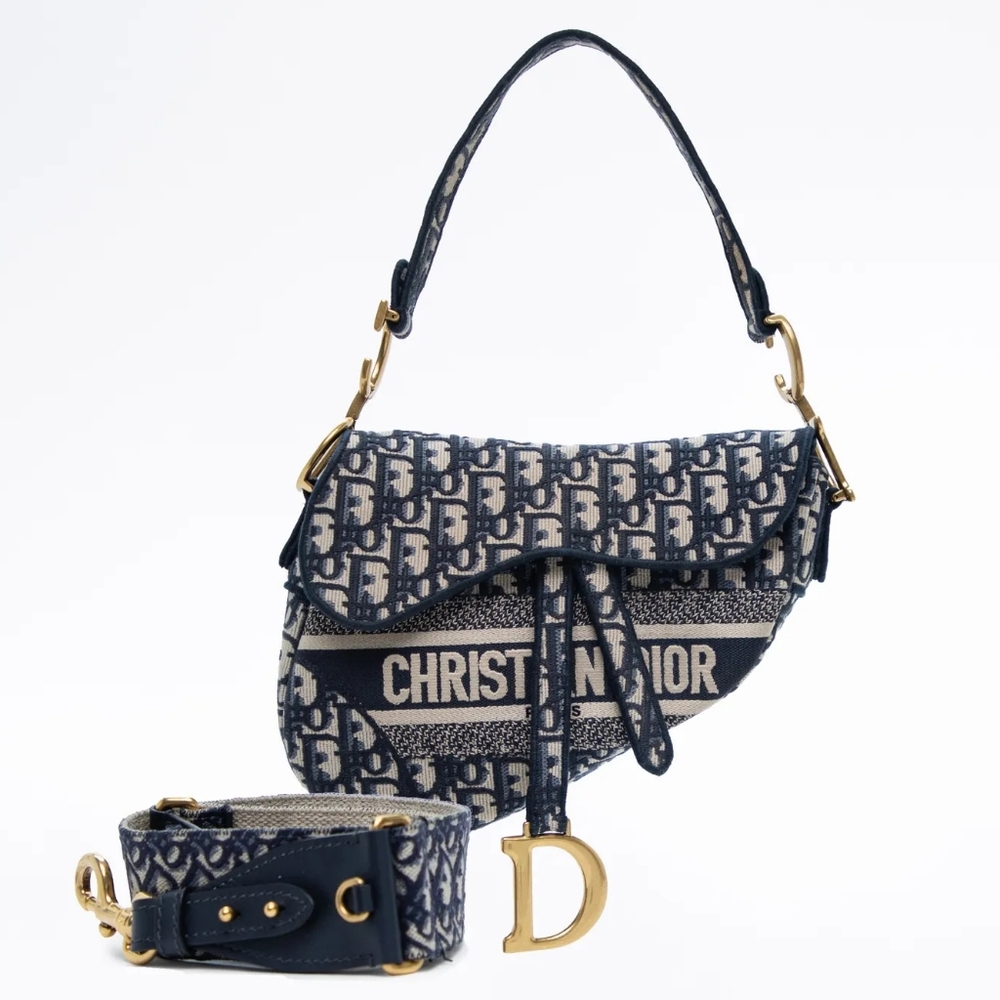 NEW! Authenticated Saddle Hand Bag Blue Dior Oblique Embroidery Iconic MSRP$5100 - Picture 7 of 16